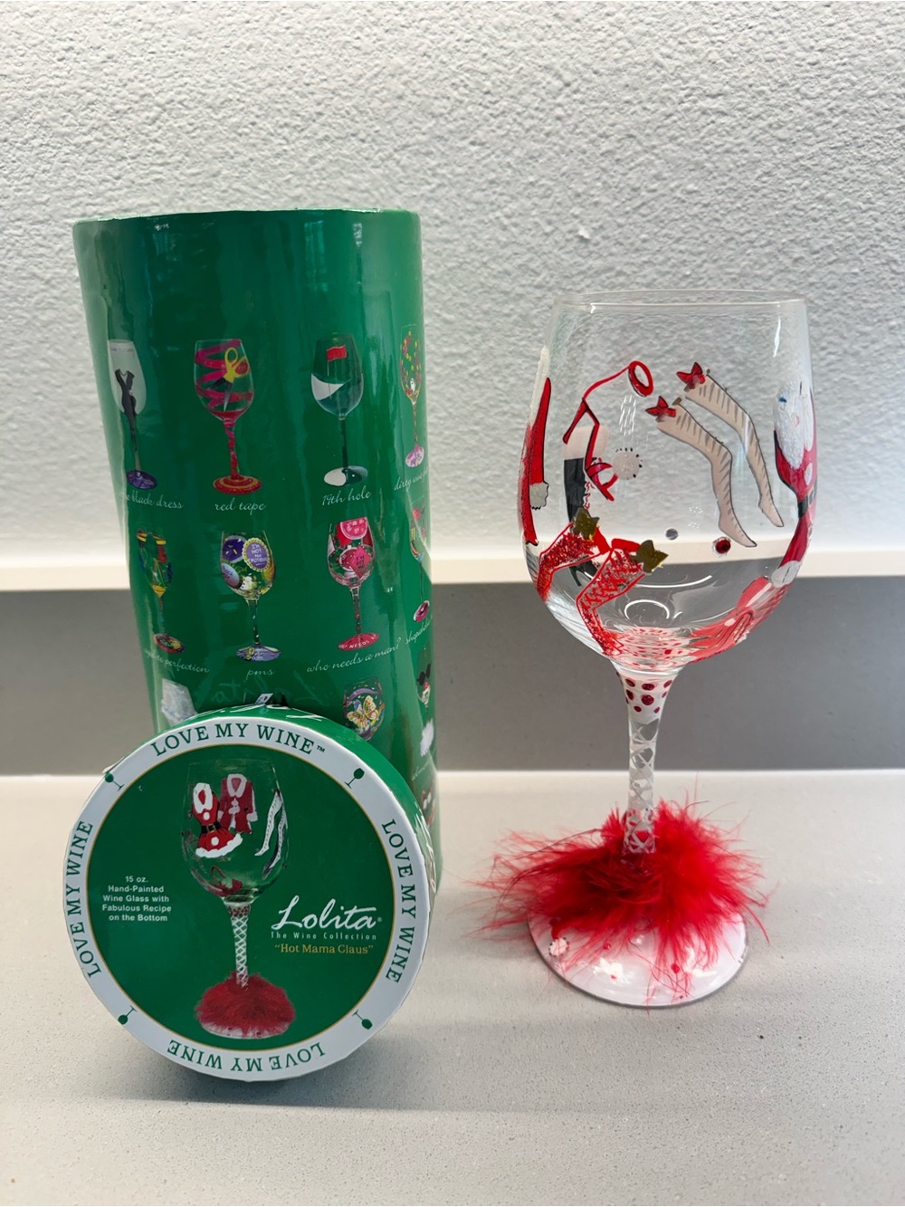 Lolita ‘Hot Mama Claus’ Wine Glass, Love My Wine Collection